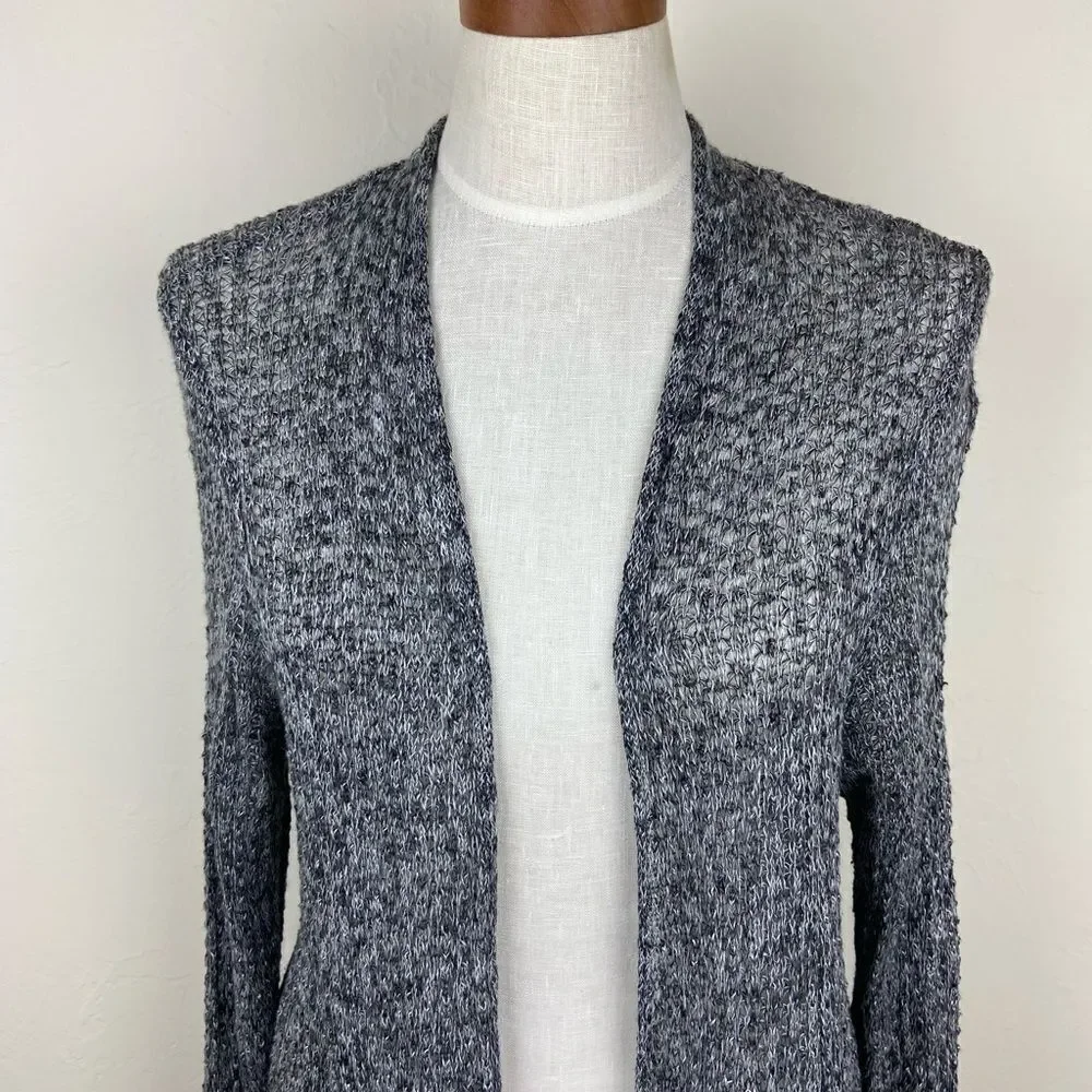Eileen Fisher Open Front Knit Linen Cardigan - Marled Gray